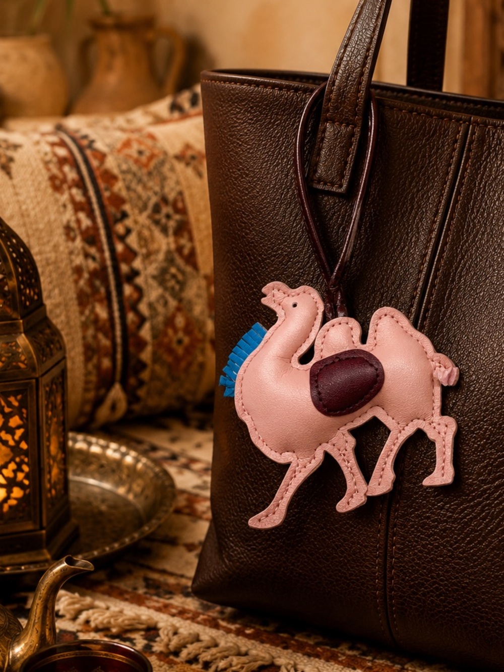 Pink Camel Bag Charm – Faux Leather Purse Charm